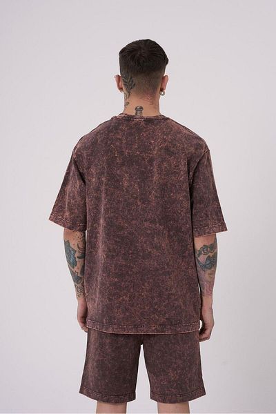 Machinist Ανδρικό μπλουζάκι Luxury Washed Basic Relaxed Brown Spotted T-shirt