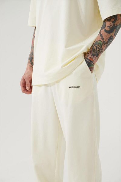 Machinist Pantaloni de sport de bază oversize Jogger albi pentru bărbați