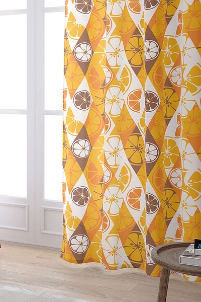 Cango Home Yellow Orange Lemon Patterned Digital Printed Curtain Oytyk915-pr