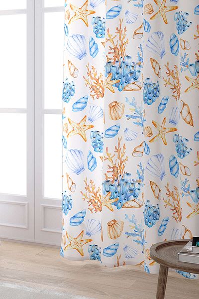 Cango Home Cortina imprimată digitală cu model marin albastru portocaliu Cgh1134-pr