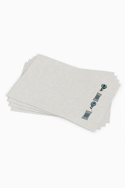 Cango Home Albastru Negru Decorativ Frunze Abstracte Model Imprimat Digital Serviciu American Set de 4 4kmbs124-as