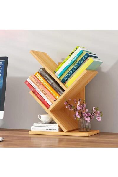 QuickBuy Masaüstü Kitaplık Düzenleyici Raf Ahşap Kitap Depolama Rafı Cd Dergi...
