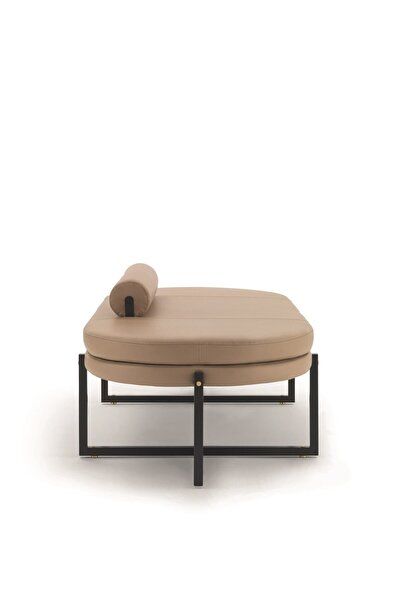 Passion Asage Metal Ayaklı Deri Silindir Minderli Dekoratif Puf Bench Montajsız Yatak Ucu Oturma Bankı