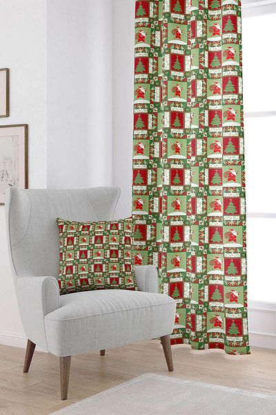 Cango Home Red Green Christmas Themed Digital Printed Curtain Cgh802-pr