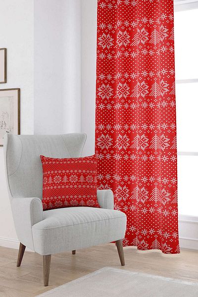 Cango Home Red Blue Christmas Themed Digital Printed Curtain Cgh836-pr
