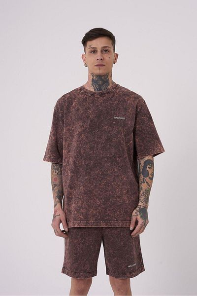 Machinist Ανδρικό μπλουζάκι Luxury Washed Basic Relaxed Brown Spotted T-shirt