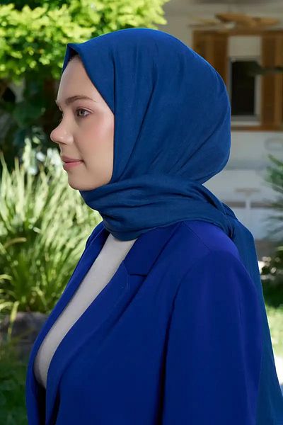 Madame Polo Şal din bumbac confort - Denim Blue