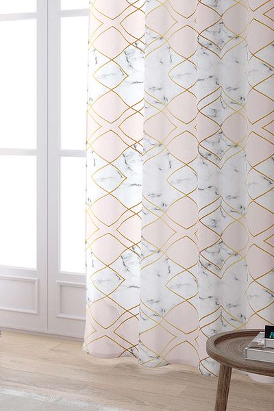 Cango Home Gray Pink Decorative Abstract Marble Patterned Digital Printed Curtain Ylms89-pr