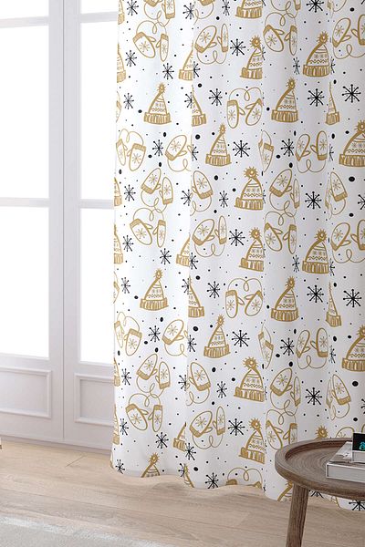 Cango Home Black Yellow Christmas Themed Digital Printed Curtain Cgh855-pr