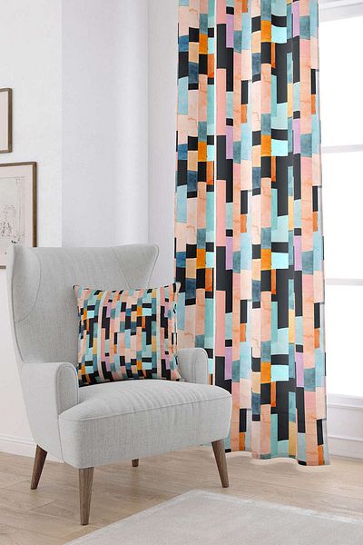 Cango Home Orange Mixed Color Abstract Digital Printed Curtain Cgh241-pr