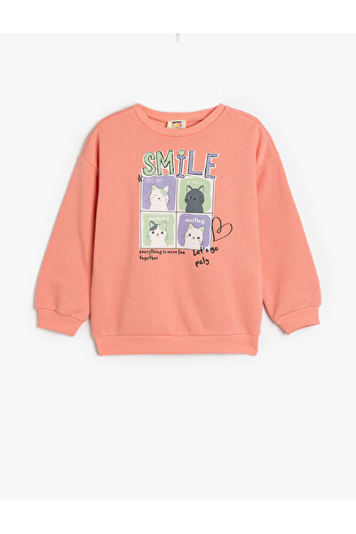 Koton Суитшърт с дълги ръкави с котешки щампи и кръгла яка