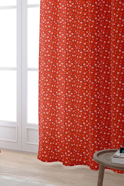 Cango Home Red Floral Digital Printed Curtain Cgh273-pr