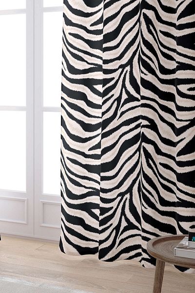 Cango Home Black Beige Zebra Patterned Digital Printed Curtain Cgh348-pr