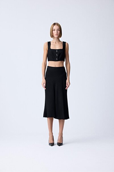 rue Чорний твідовий бюстгальтер з квадратним вирізом