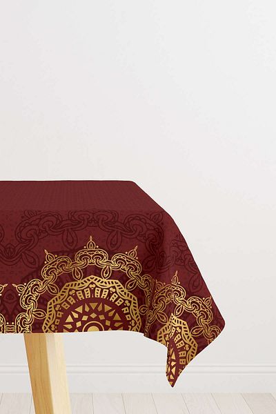 Cango Home Red Claret Red Ramadan Themed Decorative Patterned Digital Printed Tablecloth Cgh1298-ms