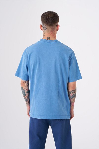 Machinist Tricou de bază, lavabil, relaxat, albastru deschis pentru bărbați