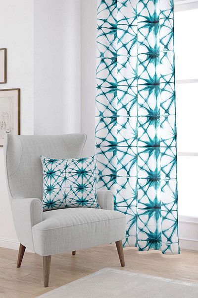 Cango Home White Blue Abstract Decorative Digital Printed Curtain Cgh182-pr