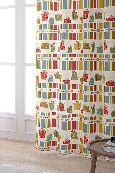 Cango Home Red Green Christmas Themed Digital Printed Curtain Cgh847-pr