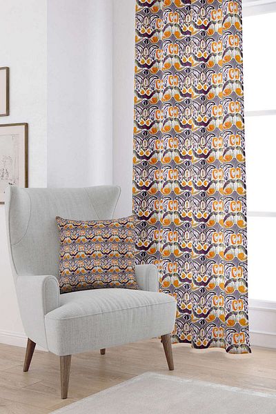 Cango Home Orange Purple Ethnic Patterned Digital Printed Curtain Cgh262-pr