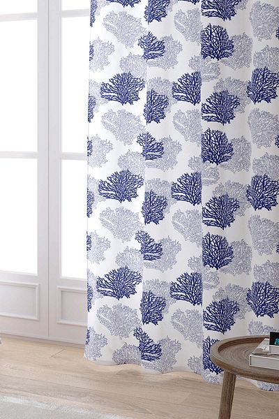 Cango Home White Navy Blue Marine Patterned Digital Printed Curtain Cgh269-pr