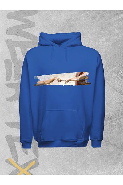 WEARTEX Unisex the Creation of Man Printed Hooded Sweatshirt