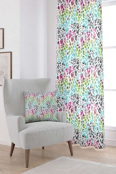 Cango Home White Multicolored Leopard Patterned Digital Printed Curtain Cgh355-pr