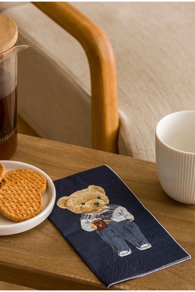 LC Waikiki Lcw Home - Light Navy Blue Teddy Printed Napkin Set of 20