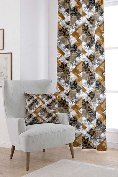 Cango Home Καφέ Λευκό Snakeskin Leopard μοτίβο ψηφιακής τυπωμένης κουρτίνας Cgh371-pr