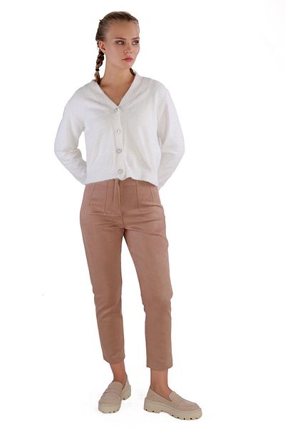 Rays 24170 Ecru Short Cardigan - Button Detail