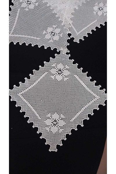 Papatyam 2 Pcs Vintage Hand Knitted Crochet - 35X35 cm & 31X31 cm Kitchen Set/Lace Set