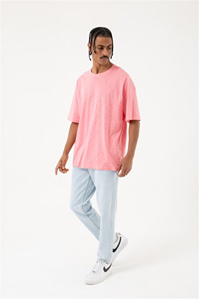 Machinist Men's Flaming Basic Oversize Pink T-shirt