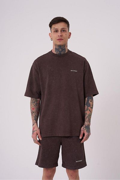 Machinist Ανδρικό μπλουζάκι Luxury Washed Basic Relaxed Brown Cloudy T-shirt