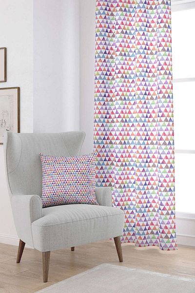Cango Home White Multi-Colored Geometric Patterned Digital Printed Curtain Cgh258-pr