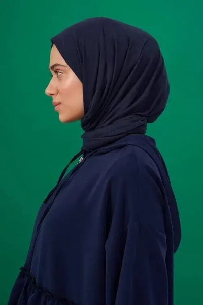 Madame Polo Șal din bumbac pieptănat - Albastru închis