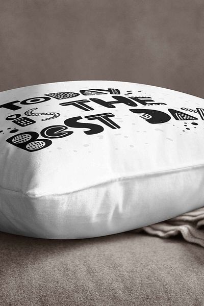 INSENSE HOME Velvet Babyface White Black Today Is The Best Day Written Print Μαξιλαροθήκη για ριχτάρι - Cgh412