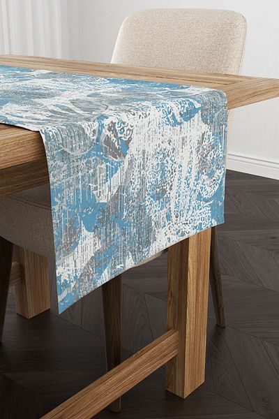 Cango Home Runner cu model frunze albe albastre - Cgh100-rn