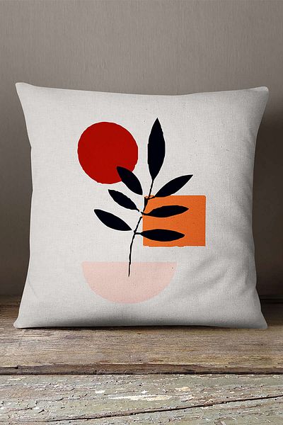 INSENSE HOME Velvet Babyface Negru Roșu Modern Frunze Model Digital Printed Aruncă Față de Pernă Cgh660
