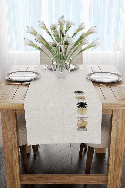 Cango Home Botanical Bohemian Scandinavian Patterned Yellow Black Runner - Digital Printed 4kmbs327-RN