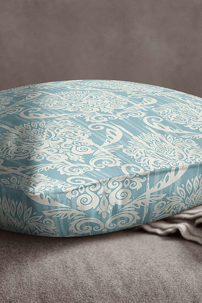 INSENSE HOME Husă de pernă din catifea Babyface, albastru crem, cu model damasc - Cgh096
