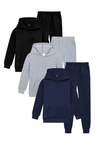 Kividen kapucnis kenguru zseb 2 húros unisex lány fiú tréningruha gumírozott derékkal és zsinórral.