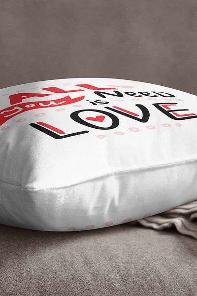 INSENSE HOME Velvet Babyface White Red Love Written Throw Pillow Ψηφιακή εκτύπωση Μαξιλαροθήκη μαξιλαριού ριχτάρι - Cgh452