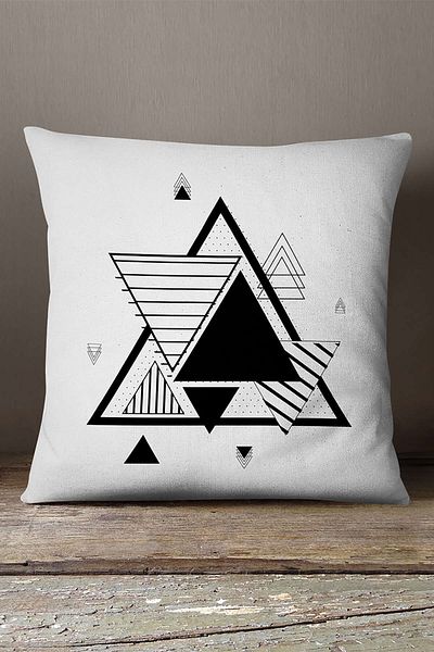 INSENSE HOME Husă de pernă catifea Babyface, albă, neagră, cu modele geometrice - Cgh083