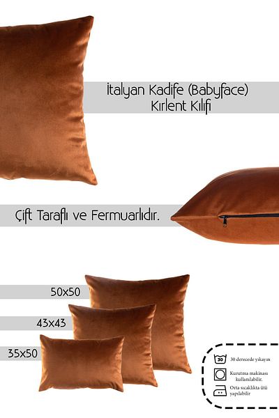 INSENSE HOME Κάλυμμα μαξιλαριού ριχτάρι σε σκούρο πορτοκαλί βελούδο (BABYFACE).