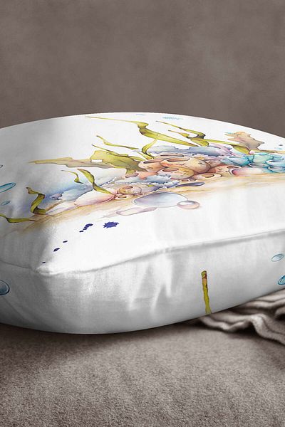 INSENSE HOME Βελούδινη Babyface Λευκή Μπλε Θαλάσσια Θαλάσσια Μαξιλαροθήκη Ριχτάρι - Cgh141