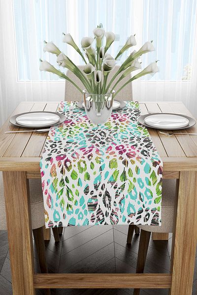 Cango Home Λευκό πολύχρωμο Leopard Pattern Digital Printing Runner - Cgh355-rn