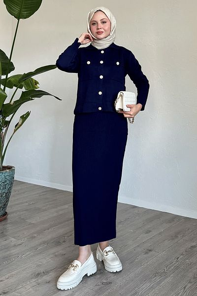 InStyle Navy Blue Suit with Skirt and Jacket