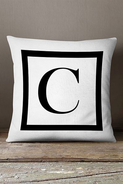INSENSE HOME Husă de pernă din catifea Babyface, cu două fețe, cu litere alb-negru, imprimată digital - C