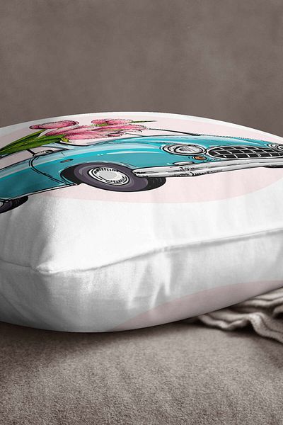 INSENSE HOME Βελούδινη Babyface Λευκή Ροζ Floral Μαξιλαροθήκη Μαξιλαροθήκης Αυτοκινήτου - Cgh189