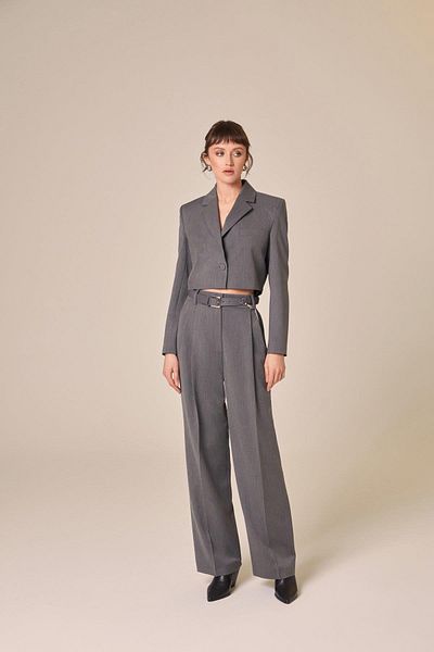 rue Μακρυμάνικο γκρι Crop Jacket
