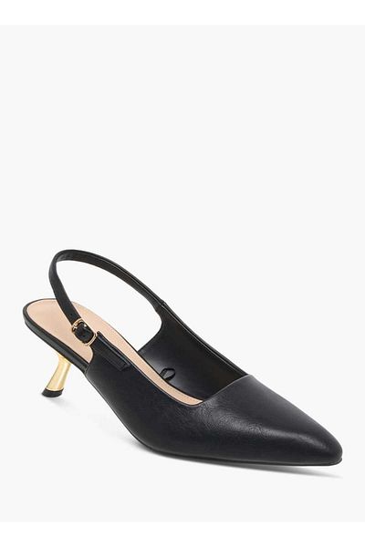Flora Bella by Shoexpress Flora Bella Solid Slingback Sandals with Buckle Closure and Kitten Heels